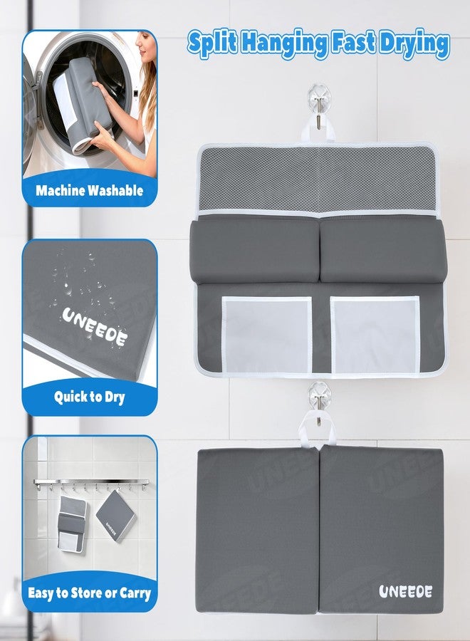 UNEEDE Baby Bath Kneeler and Elbow Rest Pad Set, Thick Memory Foam Bath Kneeling Pad with Elbow Support, Bathtub Mat with Toy Organizer for Bathing Infant or Toddler, Grey - Image 5